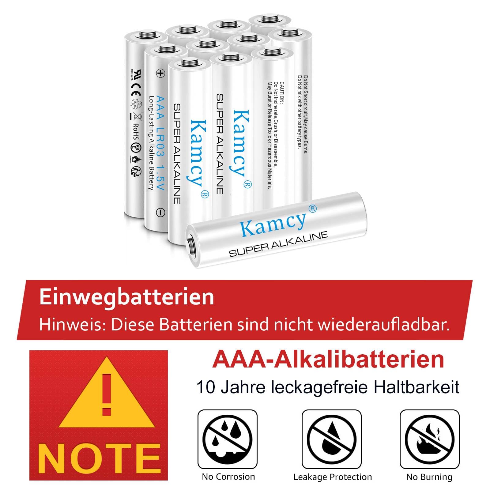 KAMCY LR03 piles AAA alcalines lot de 12 1,5V longue durée