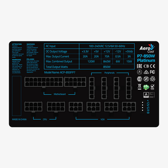 AeroCool P7-850W Platinum alimentation PC modulaire