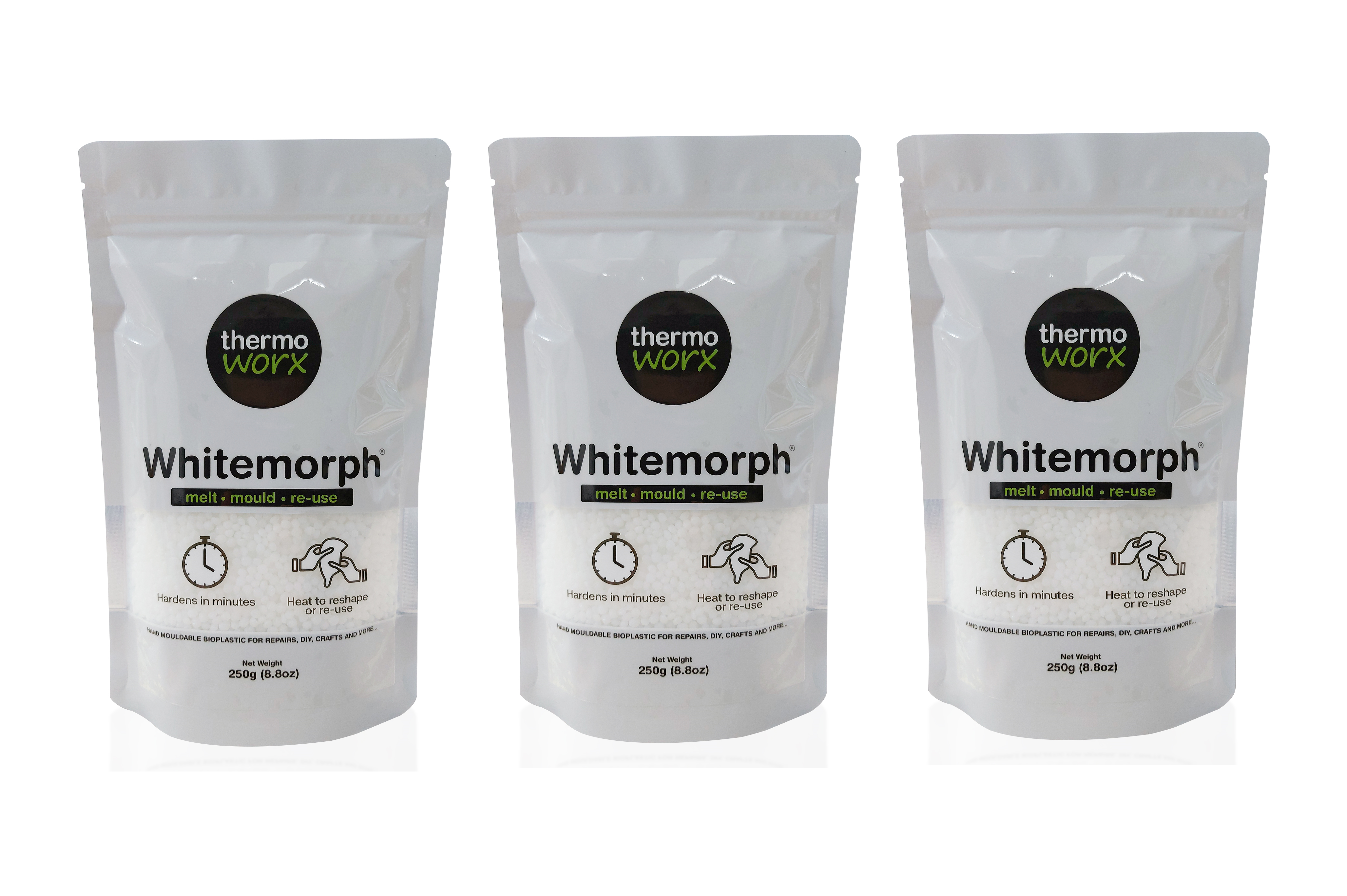 Thermoworx Whitemorph plastique modelable blanc 3 x 100g réutilisable