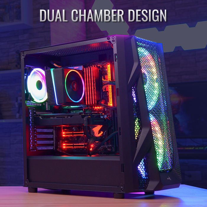 AeroCool AirHawk Boîtier PC Moyen Tour Mesh Verre Trempé