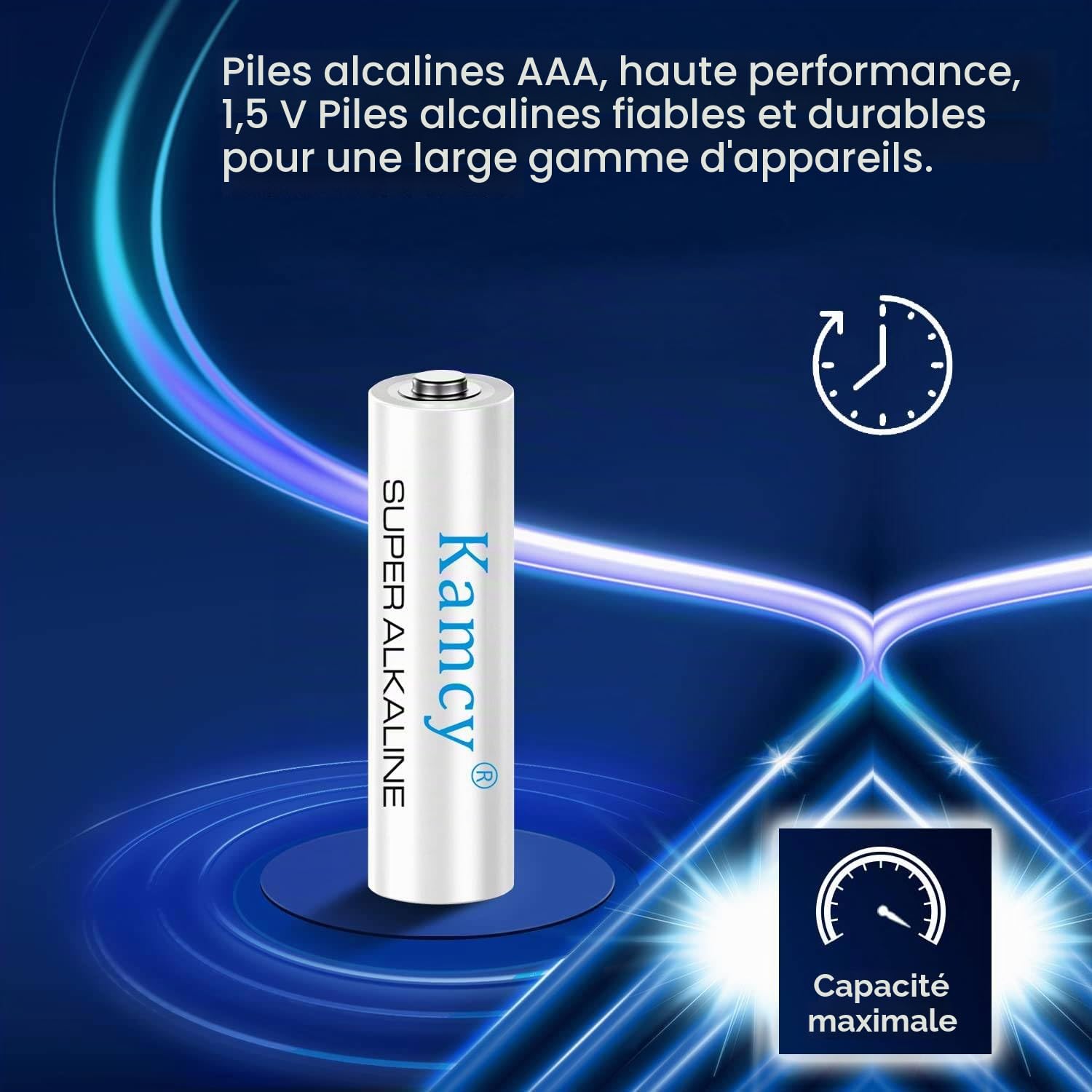KAMCY LR03 piles AAA alcalines lot de 12 1,5V longue durée