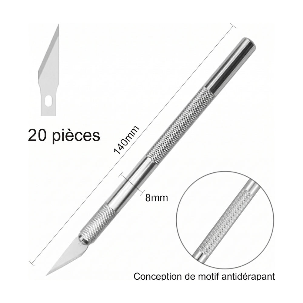 Zimple scalpel de précision cutter lot de 2 + 20 lames
