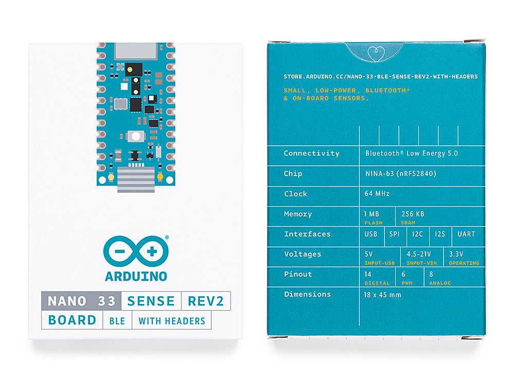 Arduino Nano 33 BLE Sense Rev2 carte avec headers IA