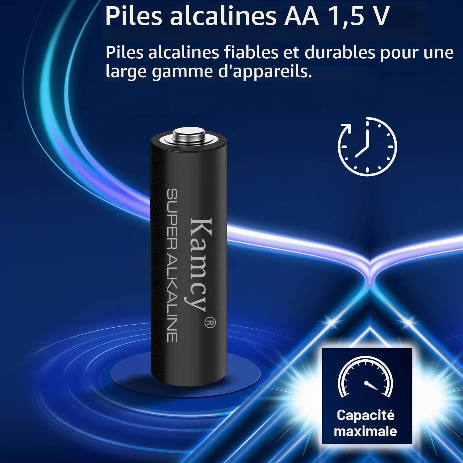 KAMCY LR6 piles AA alcalines lot de 12 1,5V longue durée