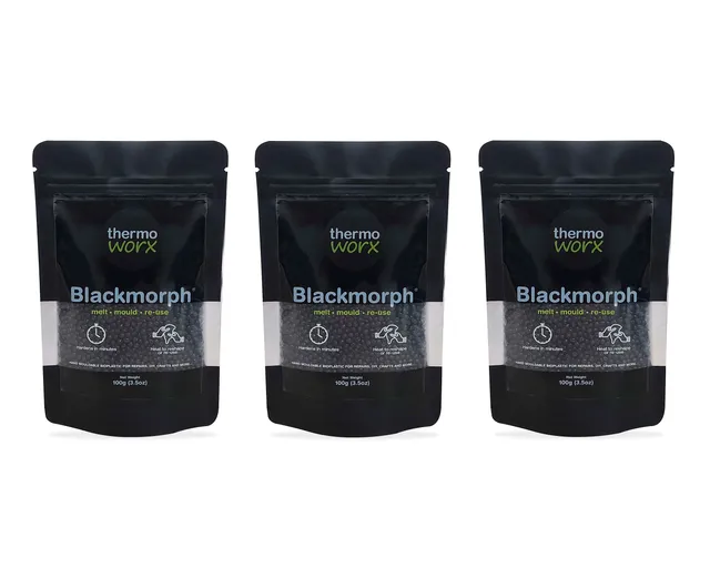 Thermoworx Blackmorph plastique modelable noir 3 x 100g réutilisable