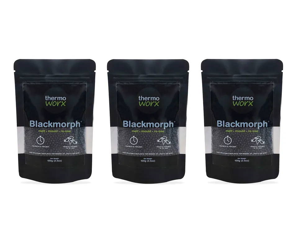 Thermoworx Blackmorph plastique modelable noir 3 x 100g réutilisable