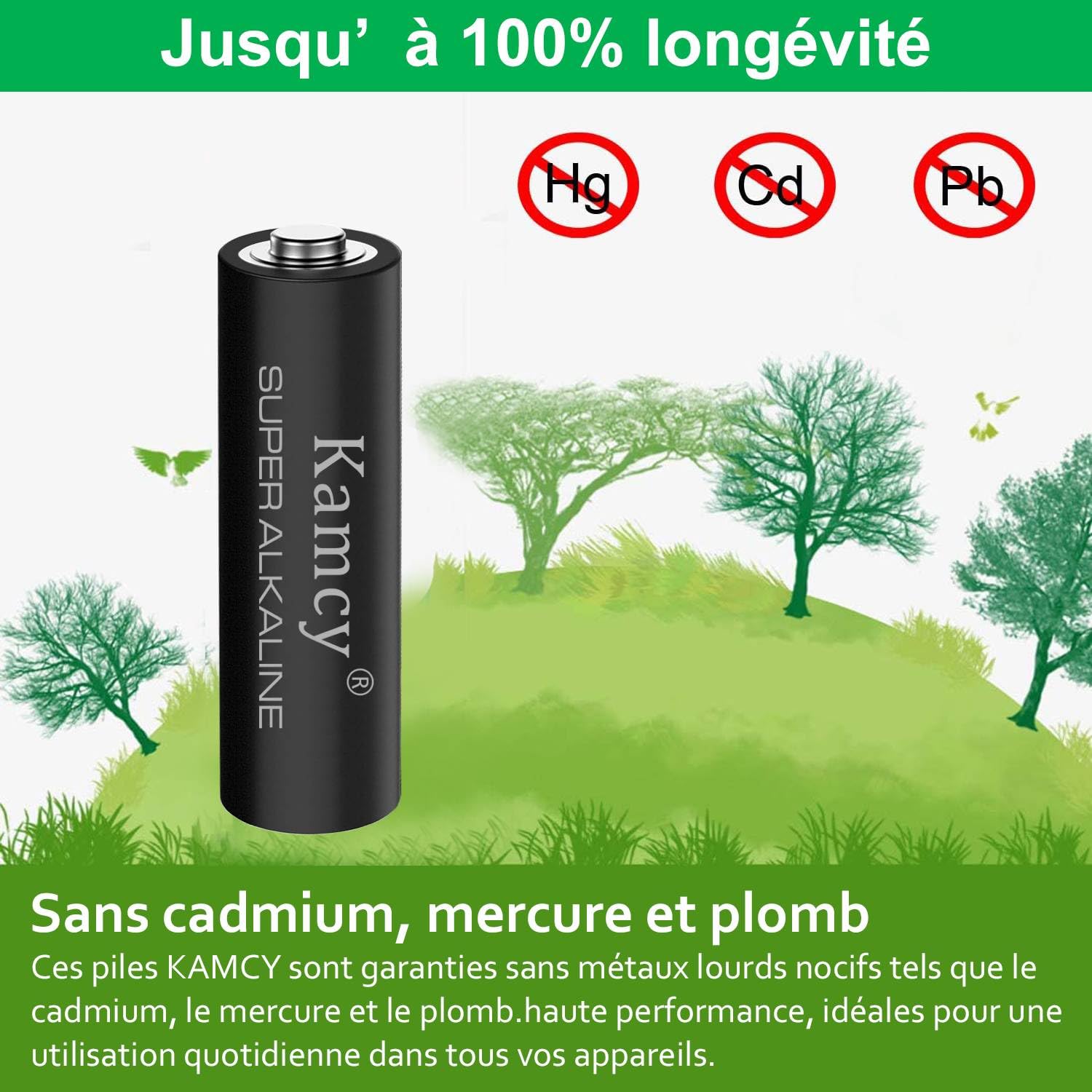 KAMCY LR6 piles AA alcalines lot de 24 1,5V longue durée