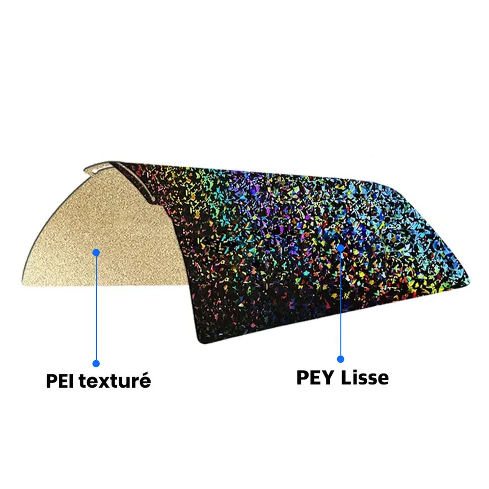 Zimple pour Bambu Lab PEY Flake PEI plateau 257x257 irisé