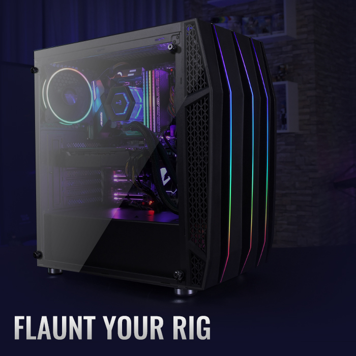 AeroCool Klaw boîtier PC moyen tour verre trempé ARGB