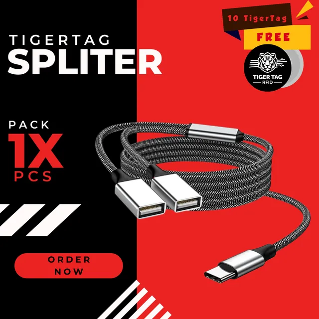 Zimple TigerTag Spliter câble USB-C vers 2x USB-A 1m