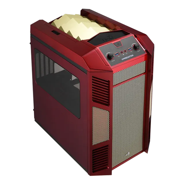 AeroCool Xpredator Cube Red Gold boîtier PC cube rouge