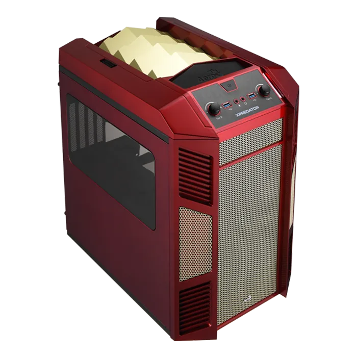 AeroCool Xpredator Cube Red Gold boîtier PC cube rouge