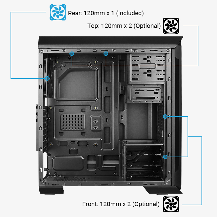 AeroCool Aero-500G RGB boîtier PC verre trempé