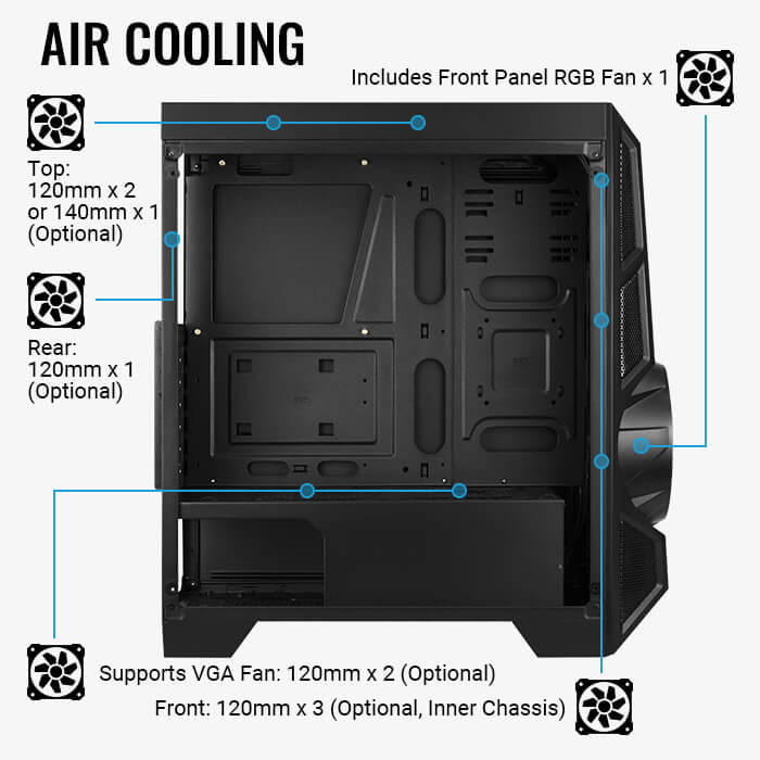 AeroCool AeroEngine RGB boîtier PC moyen tour vitré