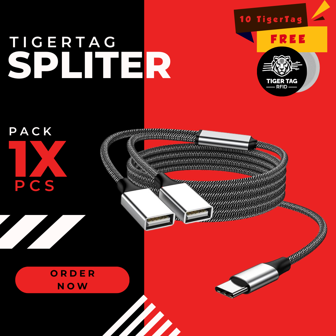 Zimple TigerTag Spliter câble USB-C vers 2x USB-A 1m