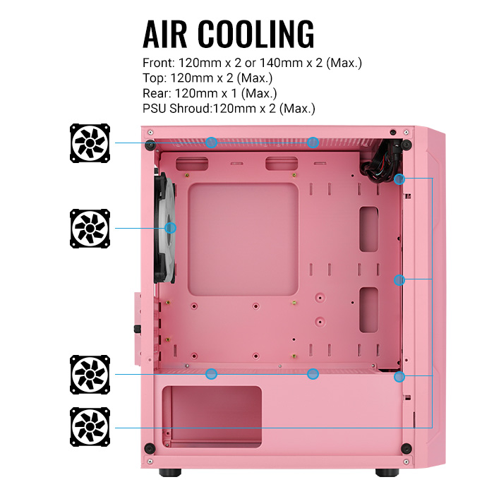 AeroCool Trinity Mini Pink boîtier PC mini-tour rose
