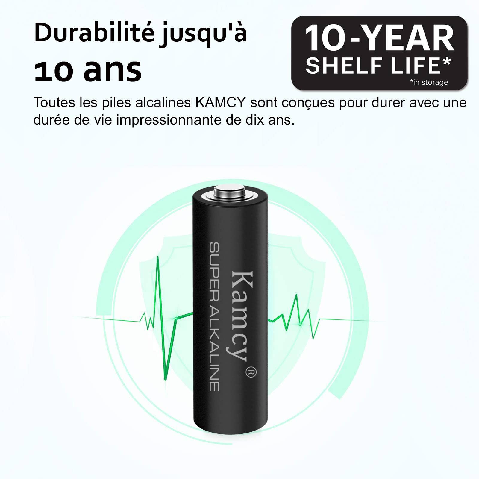 KAMCY LR6 piles AA alcalines lot de 24 1,5V longue durée