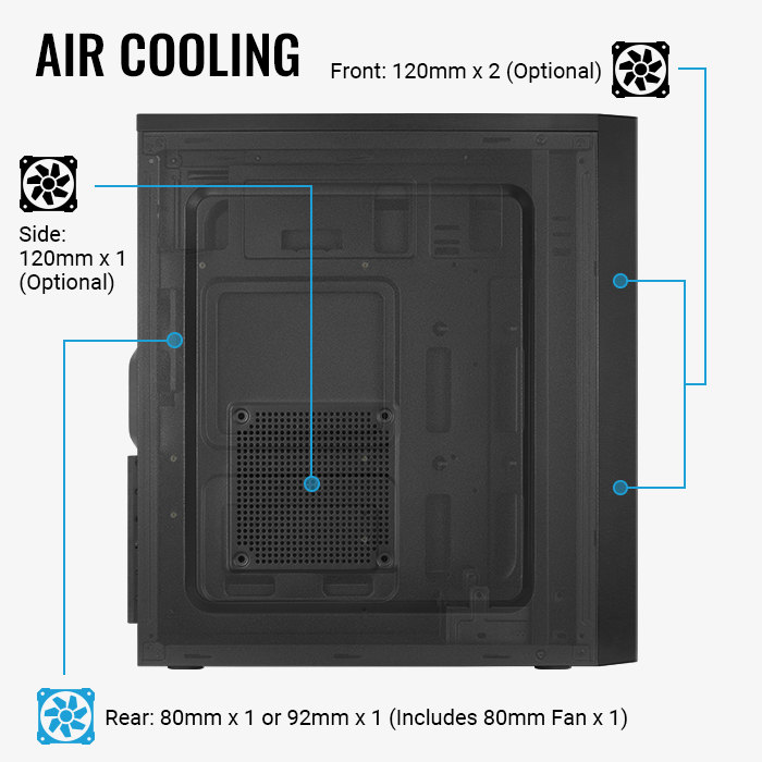 AeroCool CS-1103 Boîtier PC Mini Tower Noir Ventilateur 80mm