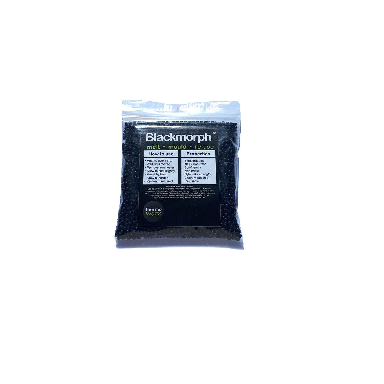 Thermoworx Blackmorph plastique modelable noir 3 x 100g réutilisable
