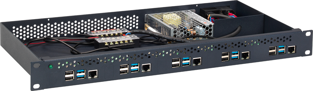 RACKMOUNT.it Raspberry RM-PI-T1 boîtier rack 1U 5x Pi4 + alim