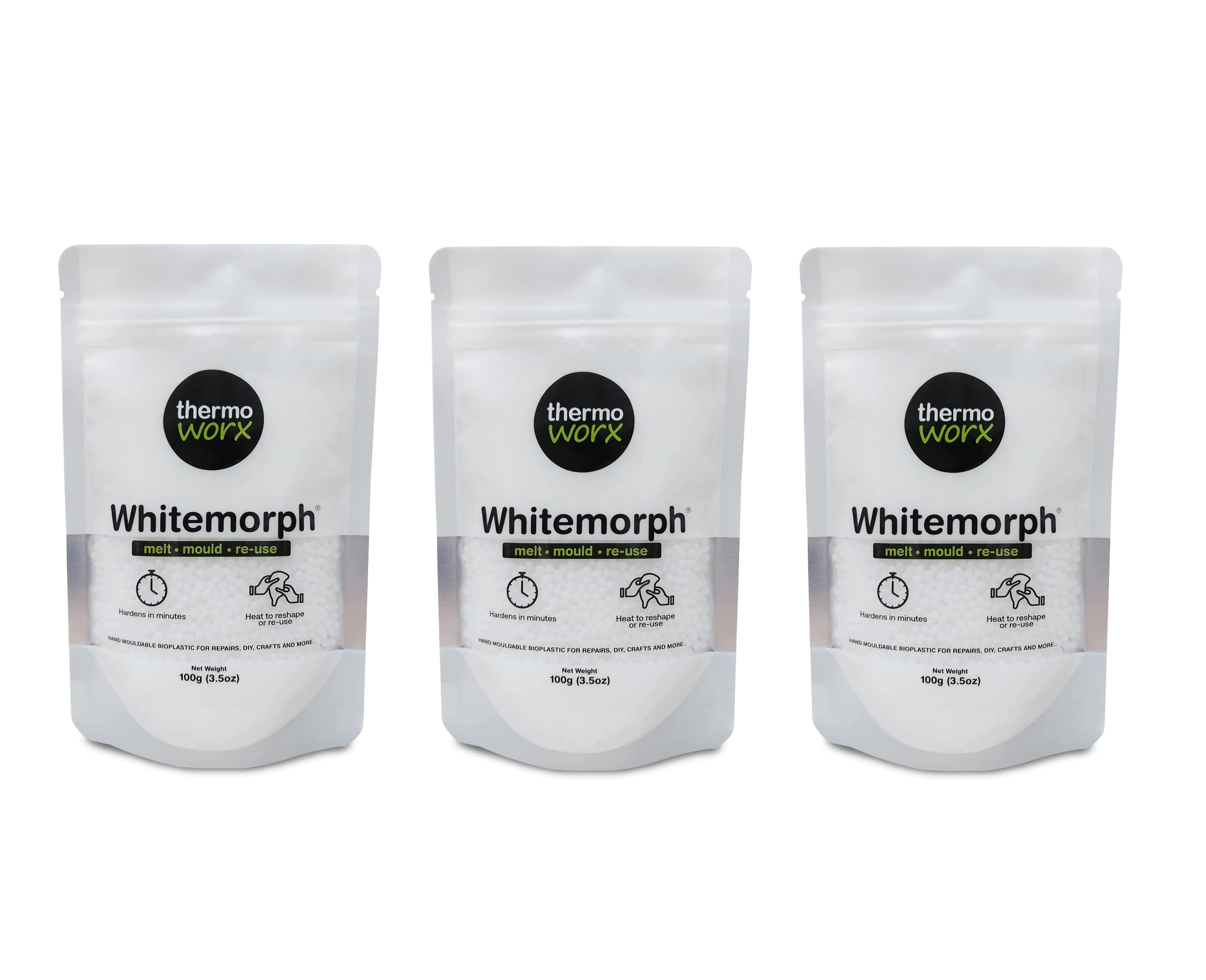 Thermoworx Whitemorph plastique modelable blanc 3 x 100g réutilisable
