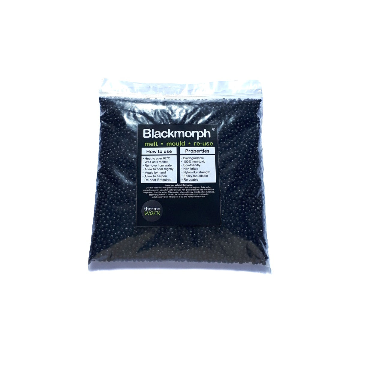 Thermoworx Blackmorph plastique modelable noir 3 x 100g réutilisable