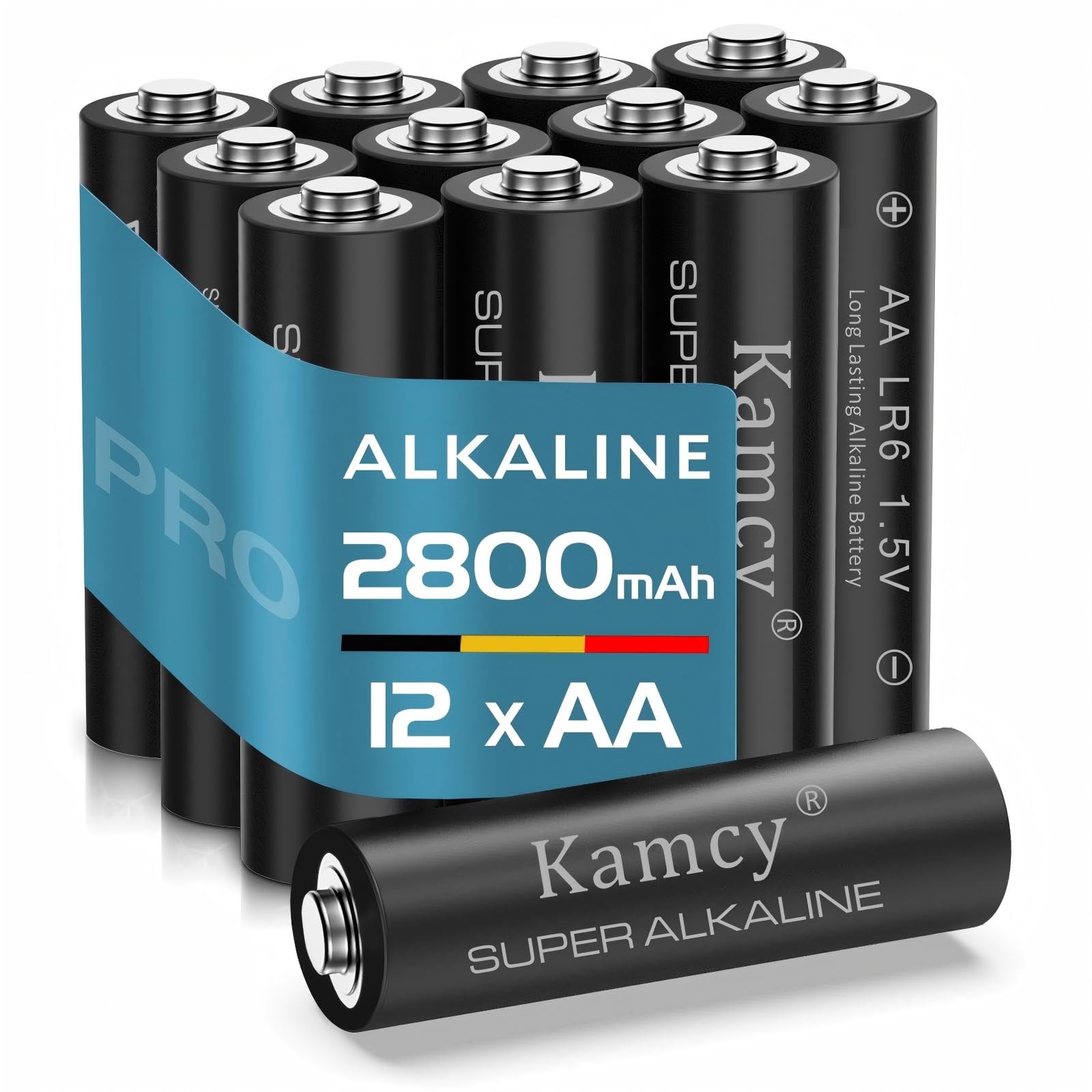 KAMCY LR6 piles AA alcalines lot de 12 1,5V longue durée