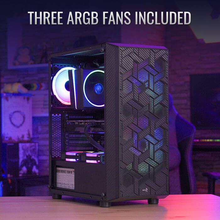 AeroCool Hive ARGB boîtier PC moyen tour vitré