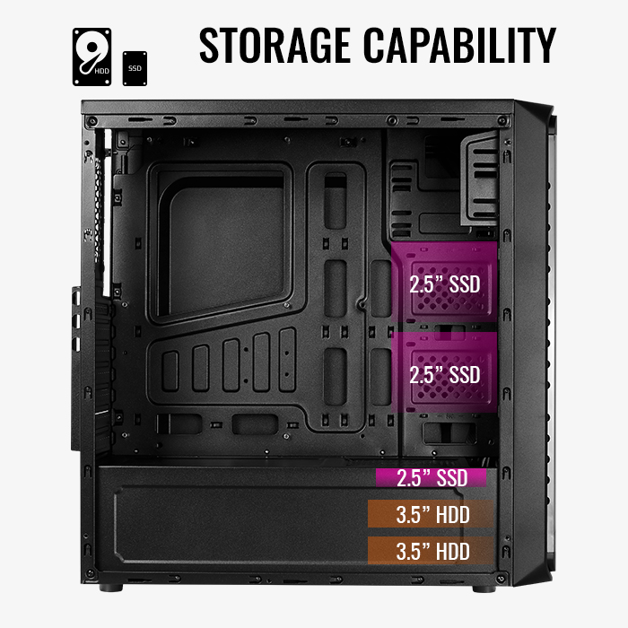 AeroCool SI-5200 RGB boîtier PC moyen tour noir