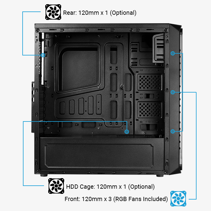 AeroCool SI-5200 RGB boîtier PC moyen tour noir