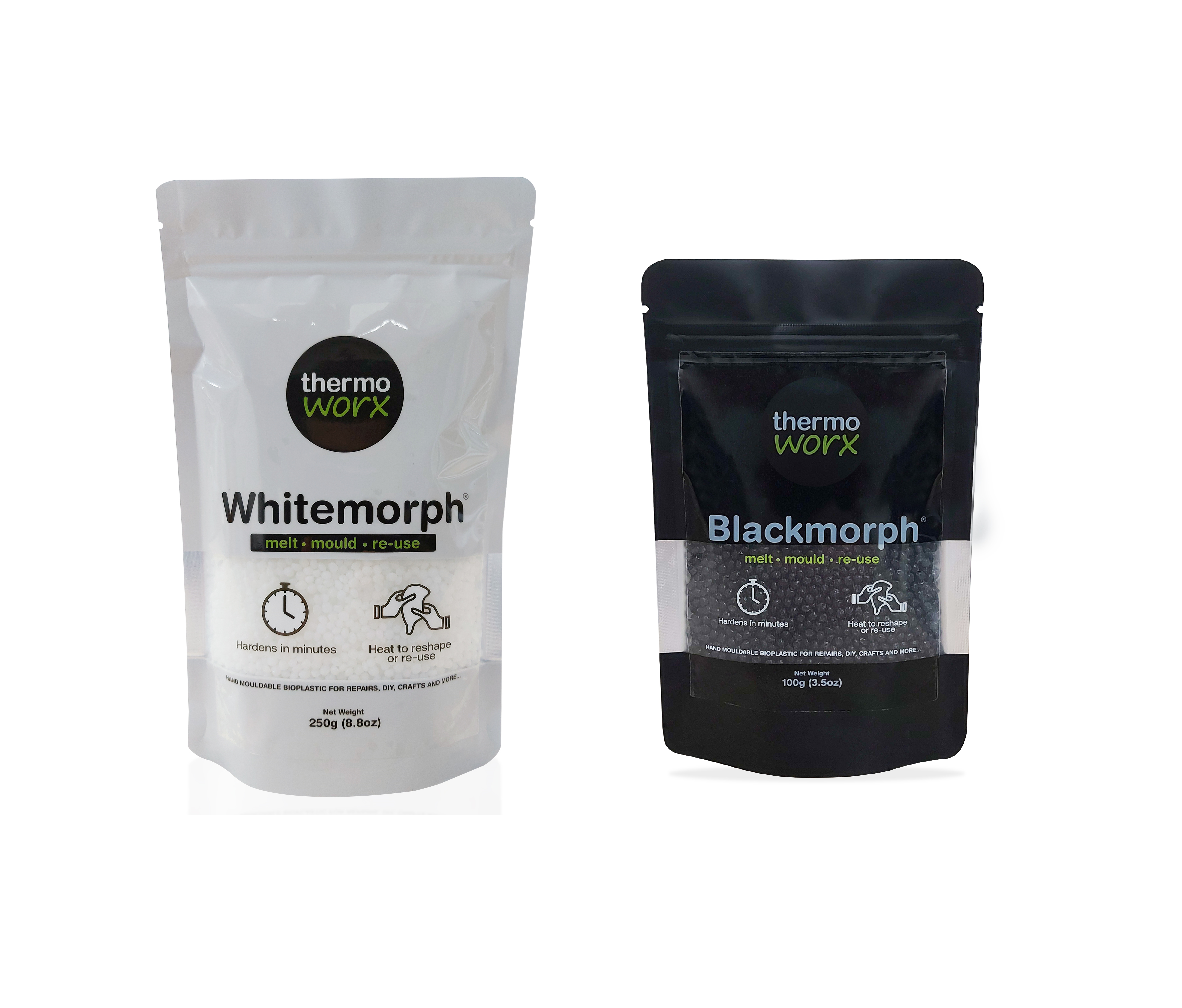 Thermoworx Multipack plastique modelable 250g blanc 100g noir