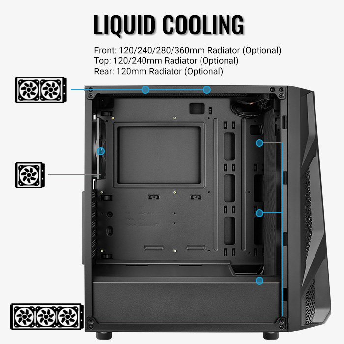AeroCool AirHawk Boîtier PC Moyen Tour Mesh Verre Trempé