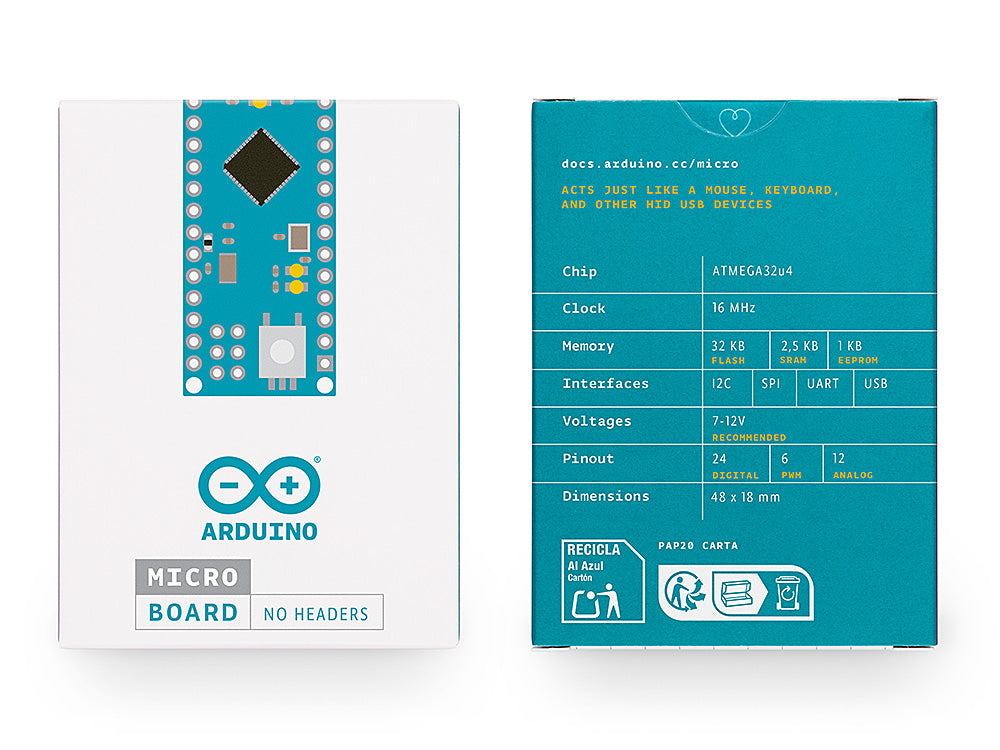 Arduino Micro carte microcontrôleur sans headers ATmega32U4