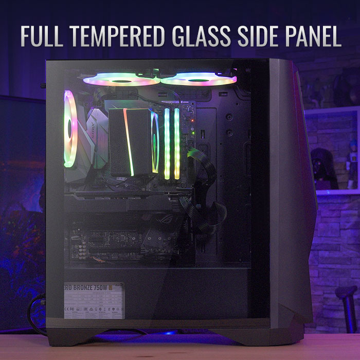 AeroCool Visor boîtier PC moyen tour verre trempé