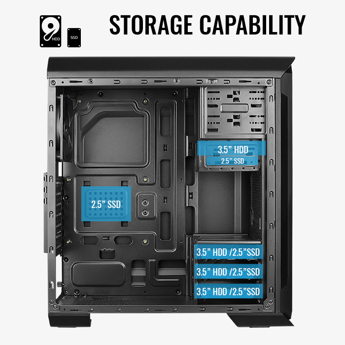 AeroCool Aero-500G RGB boîtier PC verre trempé