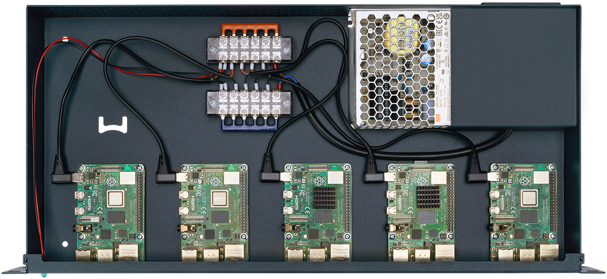 RACKMOUNT.it Raspberry RM-PI-T1 boîtier rack 1U 5x Pi4 + alim