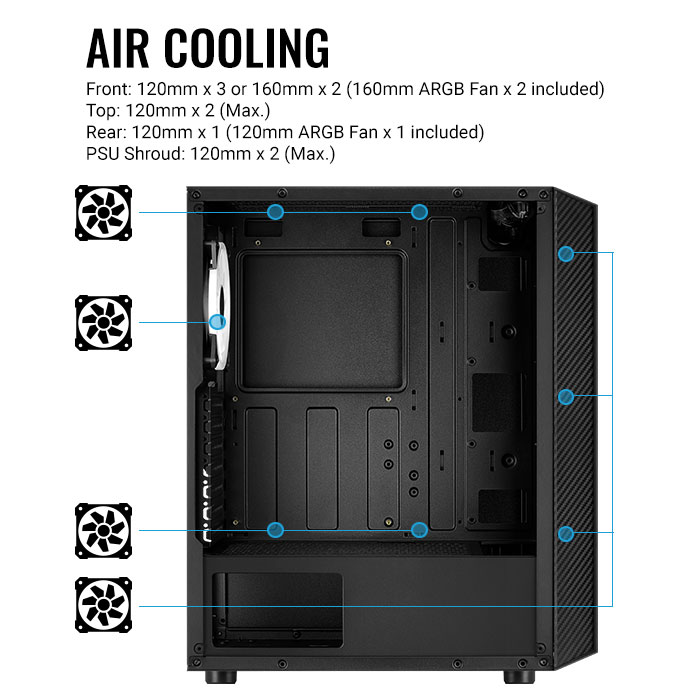 AeroCool Hive ARGB boîtier PC moyen tour vitré
