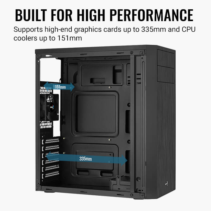 AeroCool CS-1103 Boîtier PC Mini Tower Noir Ventilateur 80mm