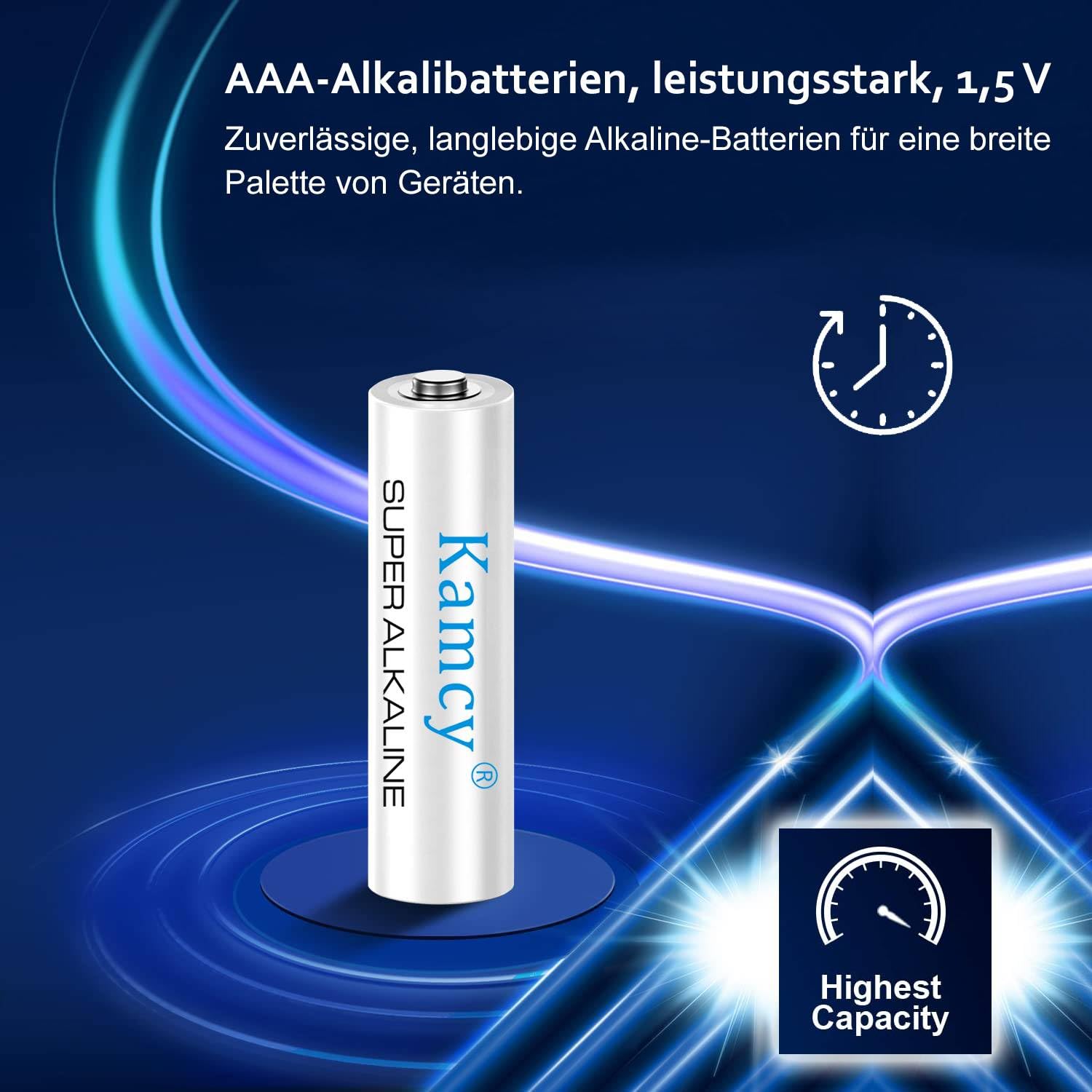 KAMCY LR03 piles AAA alcalines lot de 24 1,5V longue durée
