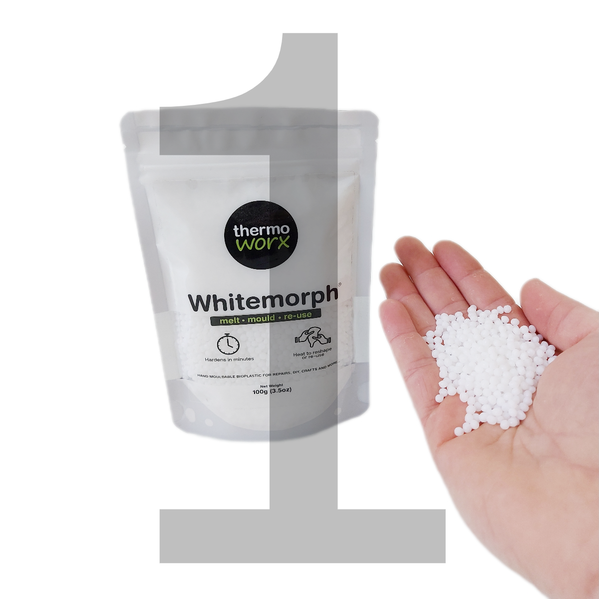 Thermoworx Whitemorph plastique modelable blanc 3 x 100g réutilisable