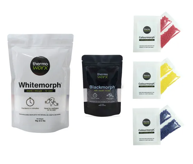 Thermoworx Multipack plastique modelable 250g blanc 100g noir