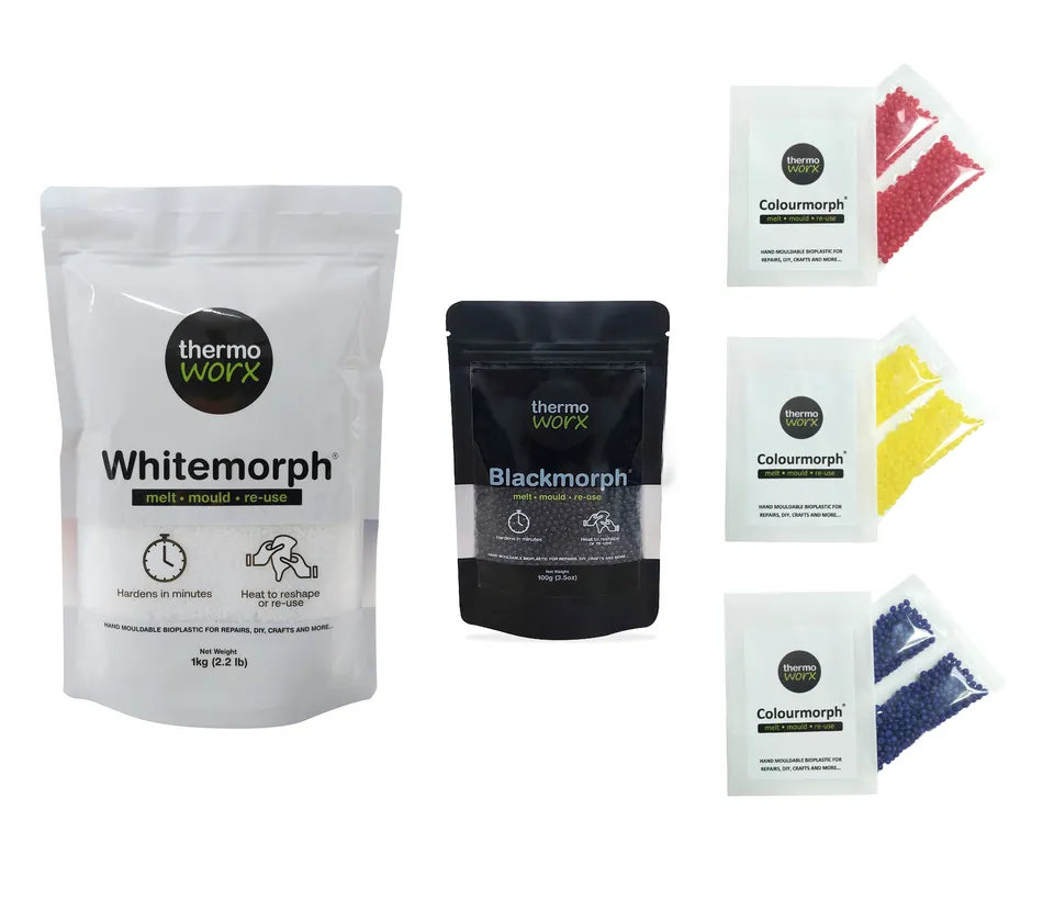 Thermoworx Multipack plastique modelable 250g blanc 100g noir