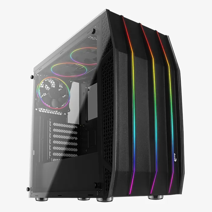 AeroCool Klaw boîtier PC moyen tour verre trempé ARGB