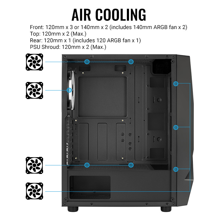 AeroCool Scape ARGB boîtier PC moyen tour noir